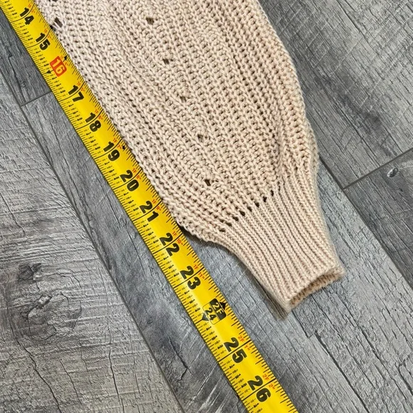 Jon & Anna Cream Pointelle Knit Cropped Sweater - Size M - Boho Coastal Academia - Picture 9 of 15